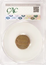 1982 1c Lincoln Cent Cud Die Break CACG AU58 BN