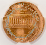 1999 1c Lincoln Cent Uncentered Broadstruck CACG MS64 Red