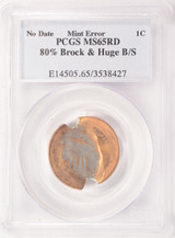 Lincoln Cent 80% Brockage and Huge Broadstrike PCGS MS65 Red