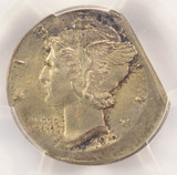1919 10c Mercury Dime Broadstruck & 12% Straight Clip PCGS MS63