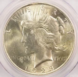 1923 $1 Peace Dollar Rim Clip at 3:00 PCGS MS64