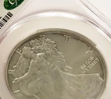 2009 $1 Silver Eagle Partial Collar and 2% Misaligned Die Obverse CACG MS65