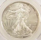 2009 $1 Silver Eagle Partial Collar and 2% Misaligned Die Obverse CACG MS65