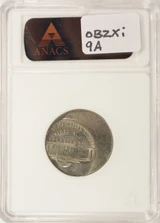 5c Jefferson Nickel Struck Off-Center and Curved Clip ANACS MS60