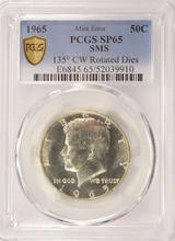1965 50c SMS Kennedy Half 135 Degree Rotated Dies PCGS SP65