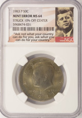 1983-P 50c Kennedy Half Struck 10% Off-Center NGC MS64