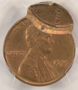 1975 1c Lincoln Cent Double-Struck, 2nd 85% Off-Center PCGS MS62 RB