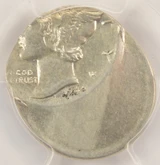 1942 10c Mercury Dime Struck 50% Off-Center PCGS MS62