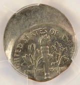 1997-P 10c Roosevelt Dime Struck 30% Off-Center PCGS MS62