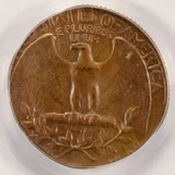 1967 25c Washington Quarter Struck on Cent Planchet PCGS MS63 RB
