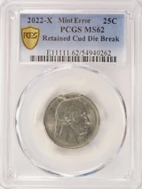 2022-P 25c Wilma Mankiller Retained Cud Obverse PCGS MS62