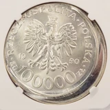 1990 $1 Poland 100K ZL Solidarity Struck 10% Off-Center PCGS MS65