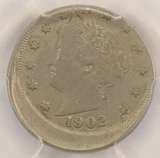 1902 5c Liberty Nickel Struck 15% Off-Center PCGS VF30