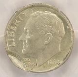 1964 10c Roosevelt Dime 4% Brockage & Partial Collar PCGS MS62
