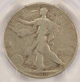 1946 50c Walking Half Lamination Obverse PCGS F12