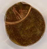 1972-D 1c Lincoln Cent Struck 65% Off-Center PCGS MS63 RB