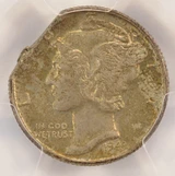 1943 10c Mercury Dime 6% Ragged Clip PCGS MS65