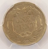 1857 1c Flying Eagle Cent Struck Thru Obv/Rev PCGS AU58