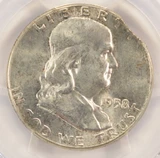 1958 50c Franklin Half 2% Curved Clip at 1:00 PCGS MS64