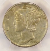 1944 10c Mercury Dime Clipped Planchet PCGS AU55
