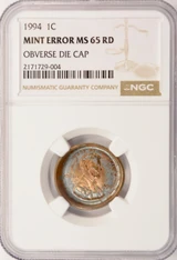 1994 1c Lincoln Cent Deep Obverse Die Cap NGC MS65 RB