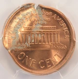2000 1c Lincoln Cent 40% Brockage and Broadstruck PCGS MS66 Red