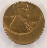 1920 1c Wheat Cent Struck 25% Off-Center PCGS MS64 Red/Brown