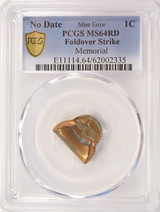 1c Lincoln Cent Foldover Strike PCGS MS64 Red