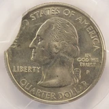 2001-P 25c North Carolina Quarter 4% Curved Clip PCGS MS64