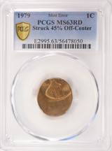 1979 1c Lincoln Cent Struck 45% Off-Center PCGS MS63 Red