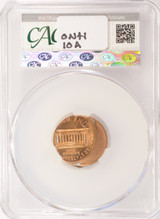 ND 1c Lincoln Cent Double-Struck, Both Off-Center CACG MS64 Red