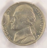 1972-D 5c Jefferson Nickel Cud Die Break PCGS MS65
