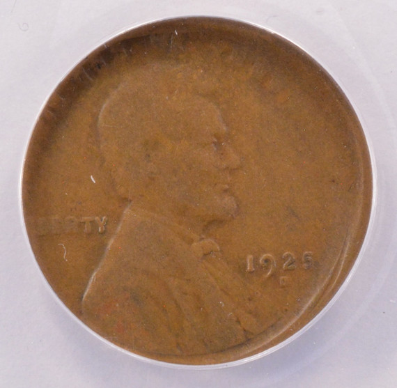 1925-D 1c Wheat Cent Struck 10% Off-Center ANACS G6