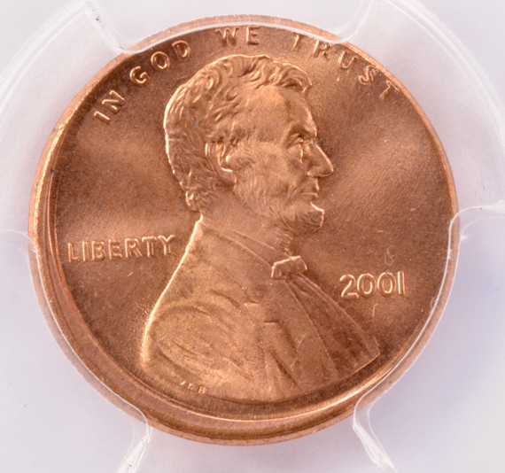 2001 PCGS 1c Lincoln Cent Broadstruck MS66 Red