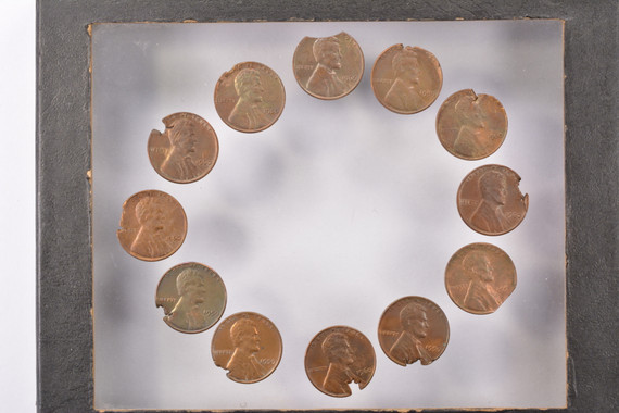 (12 Coins) 1955-1965 Clock Set of Lincoln Cent Ragged and Clipped Coins Circ/Unc