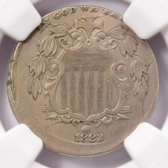 1882 NGC 5c Shield Nickel Struck 10% Off-Center MS61