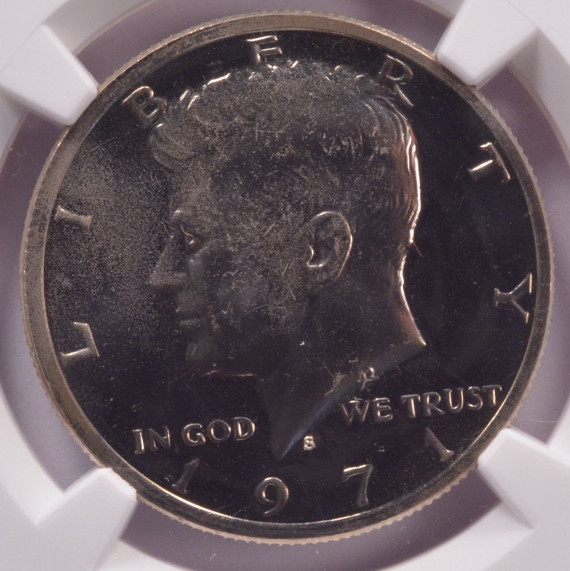 1971-S NGC 50c Proof Kennedy Half Clashed Dies Obv. & Rev. PF65