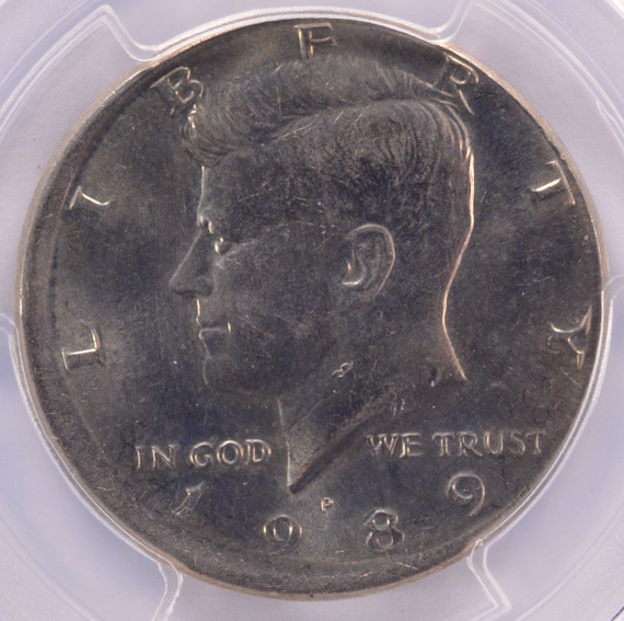 1989-P PCGS 50c Kennedy Half Struck 3% Off-Center MS64