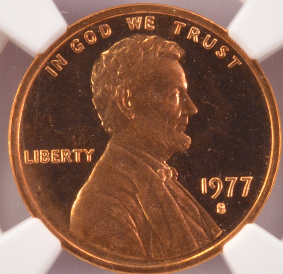 1977-S NGC 1c Proof Lincoln Cent Clashed Dies PF67 Red