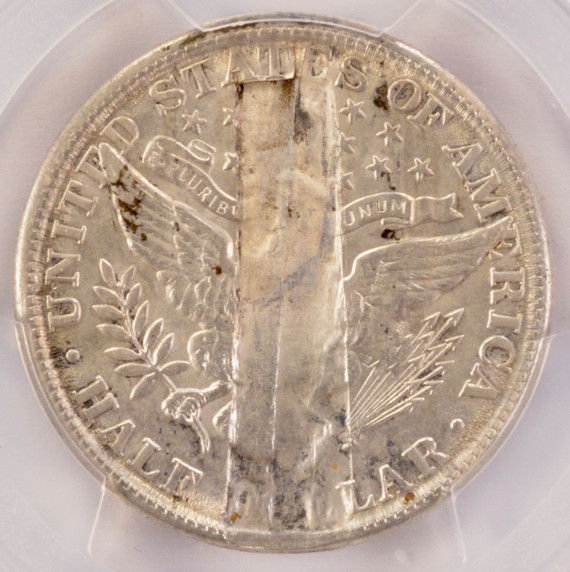 1907-O 50c Barber Half Laminated Planchet Reverse PCGS AU55