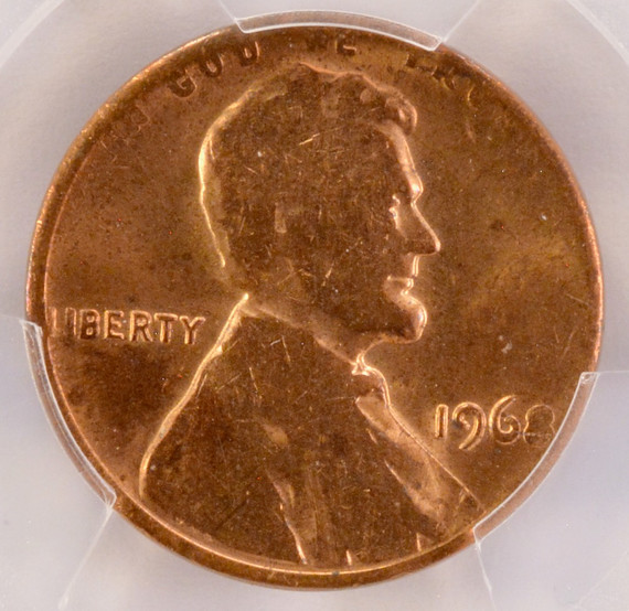 1968 1c Lincoln Cent Die Adjustment Strike (Weak Strike) PCGS MS63 Red