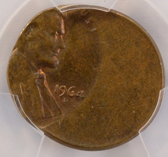 1964-D 1c Lincoln Cent Struck 50% Off-Center PCGS MS63 BN