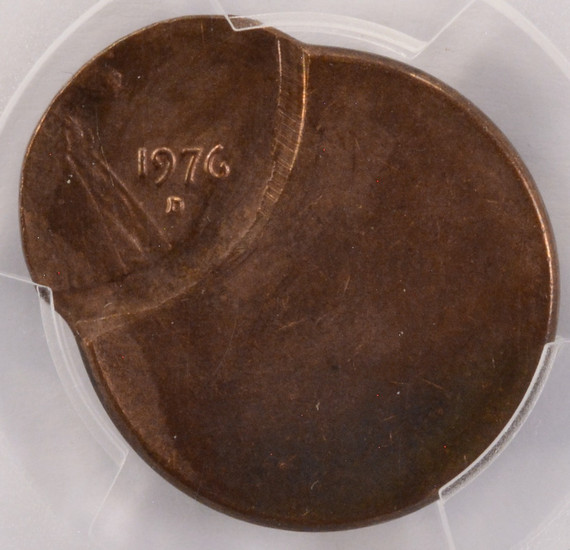 1976-D 1c Lincoln Cent Struck 80% Off-Center PCGS MS63 BN