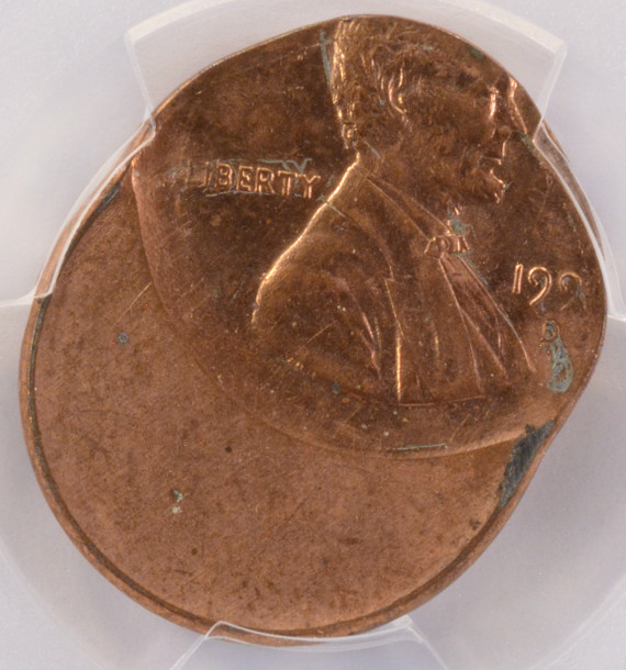 1991-D 1c Lincoln Cent Struck 45% Off-Center PCGS MS64 Red