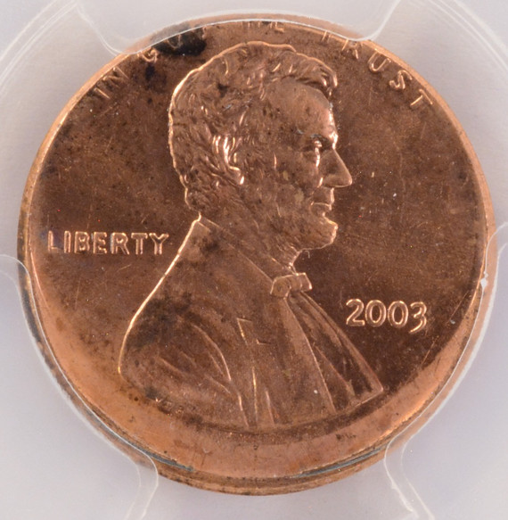 2003 1c Lincoln Cent Struck 5% Off-Center PCGS MS64 Red