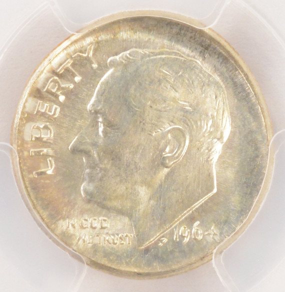 1964 10c Roosevelt Dime Broadstruck PCGS MS65