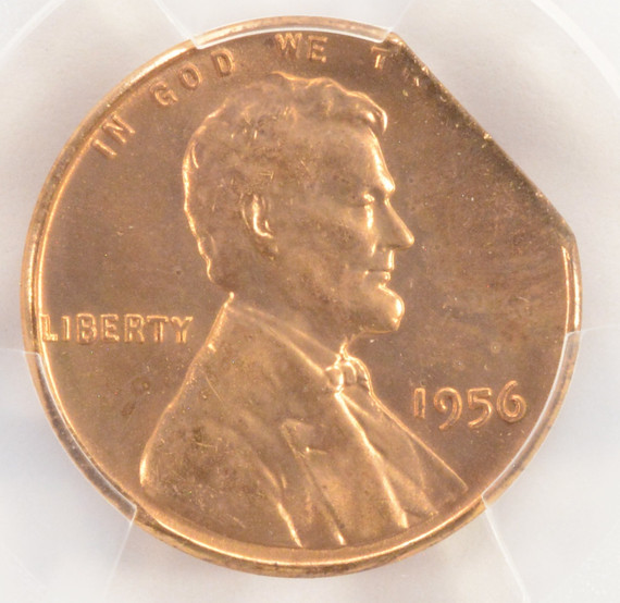 1956 1c Wheat Cent 5% Straight Clip PCGS MS64 Red