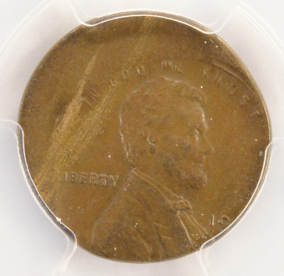 (1909-1958) 1c Wheat Cent Struck 25% Off-Center PCGS AU58