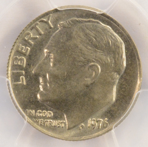 1976 10c Roosevelt Dime 80% Clamshell Obverse Clad Layer PCGS MS64