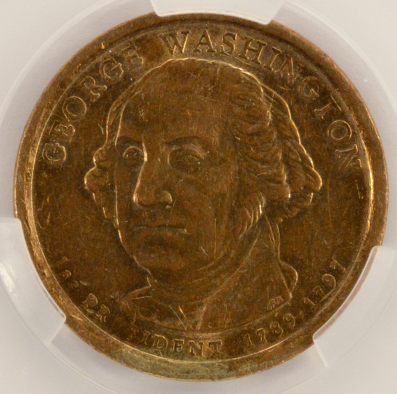 2007-D $1 G. Washington Dollar Obverse 95% Missing Clad Layer CACG AU53